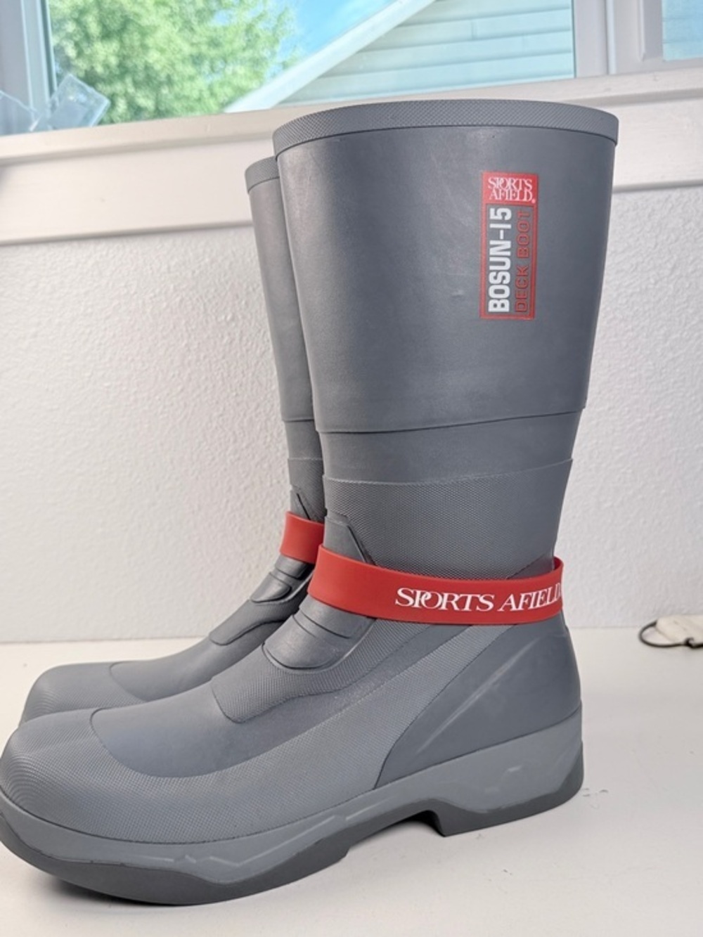 Sports Afield Bosun 15 Mens Size 12 Gray Waterproof Tall Deck Boots NWOB